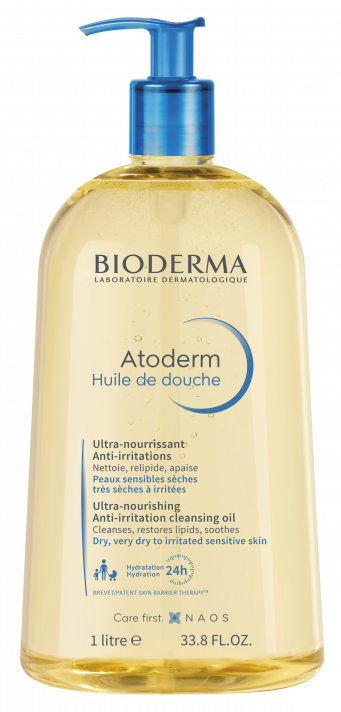 BIODERMA product photo, Atoderm huile de douche 1L, shower oil for dry skin